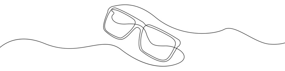 Glasses icon line continuous drawing vector. One line eyeglasses icon vector background. Eyeglasses icon. Continuous outline of a Glasses. - obrazy, fototapety, plakaty