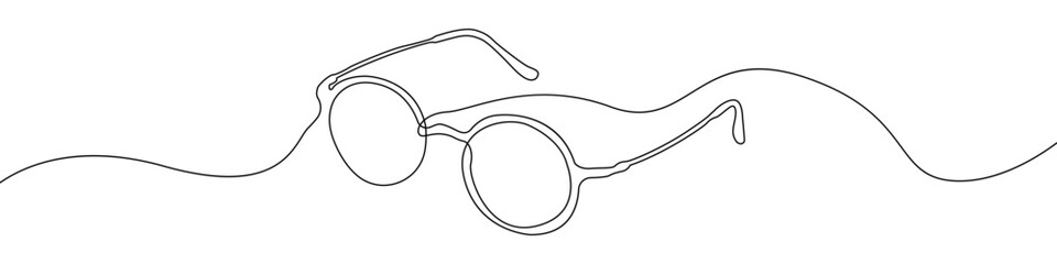 Glasses icon line continuous drawing vector. One line eyeglasses icon vector background. Eyeglasses icon. Continuous outline of a Glasses.