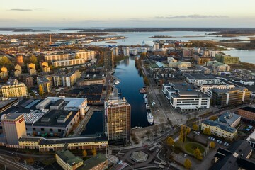 Bird's eye view of the Helsinki cityscape in Finland