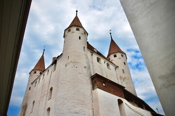 Fototapeta na wymiar The walls of Thin Castle, Switzerland, Europe