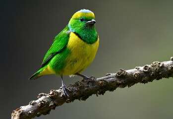 Golden-browed chlorophonia (Chlorophonia callophrys) on a branch