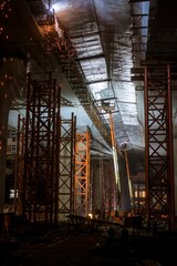 Power station electricity power with metal towers indoors