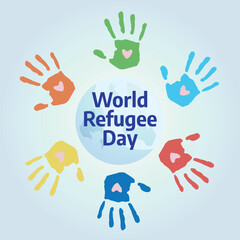 world refugee day vector design for celebration. refugee day template for celebration. flat hand vector design. globe vector design.