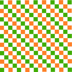A chessboard background featuring the vibrant colors of the Indian flag. Alternating squares in saffron, white, and green create a unique and visually appealing design, embodying national pride.