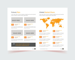 Brochure template layout design, yellow minimal business profile template layout, minimal template layout design, book cover, report, pages brochure, annual, brochure template
