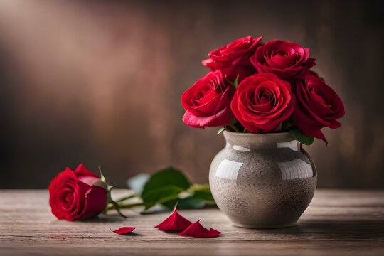 red roses in a vase generative ai technology