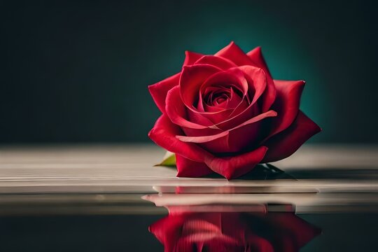 red rose on black background generative ai technology