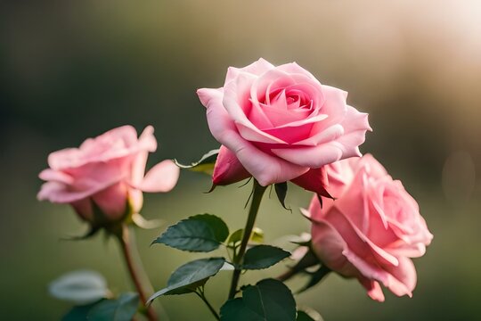 pink rose in garden generative ai technology