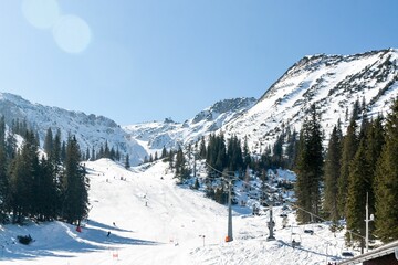 Beautiful shot of the ski slope at Hochkar resort in Austria