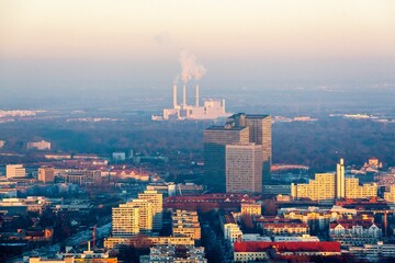Aerial shot of a cityscape of Munich, Germany