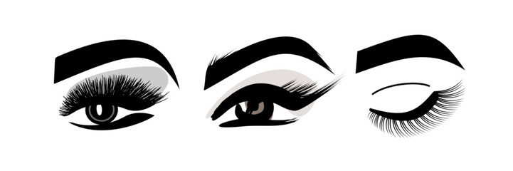 eye logos in different styles. makeup set of hand drawn icons. ophthalmology, vision
