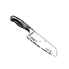 Color sketch of a knife with transparent background