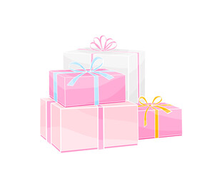 pink gift boxes  with ribbon bow 