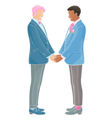 Two men holding hands,Gay Marriage ceremony,
