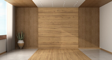 Empty room with wood paneling - 612491214