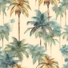 Fototapeta na wymiar hand drawn palm trees in water color style
