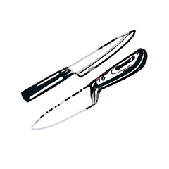 Color sketch of a knife with transparent background