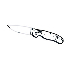 Color sketch of a knife with transparent background