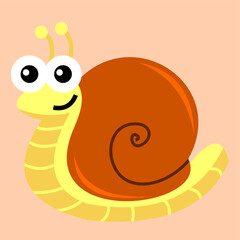 Vector of a cute snail isolated on a pink background