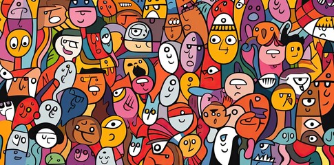 Pattern of a group of colorful faces