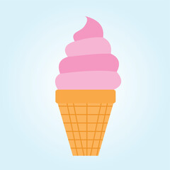 Vector illustration of an ice cream isolated on a blue background