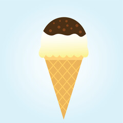 Vector illustration of an ice cream isolated on a blue background