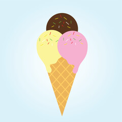 Vector illustration of an ice cream isolated on a blue background