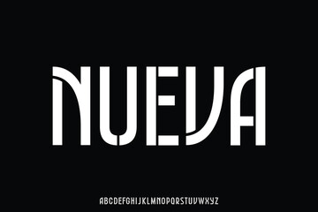 Modern retro stencil type display font vector. Unique typeface design illustration