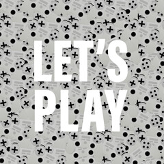 Fototapeta premium Let's Play with joystick background. Concept of gaming and video games. Game joystick. Trendy typography. Positive encouraging phrase for those who stay at home. Vector illustration