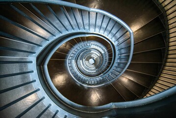 Overhead shot of a spiral staircase resembling an eye