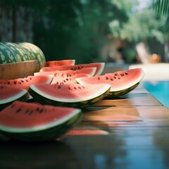 close up of water melon , fresh fruit, summer fruit concept ,Generative AI