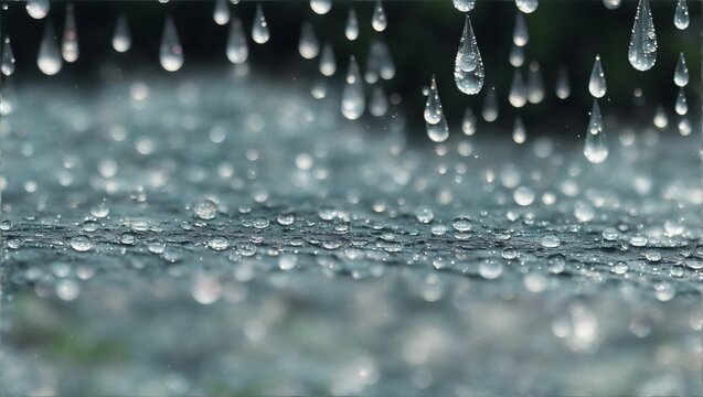 Close up rain drops, generative ai