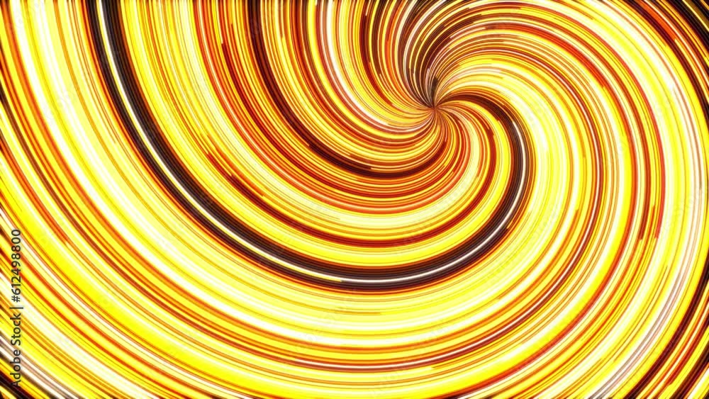 Poster abstract orange color neon lines twist flowing race background loop. spinning rays light bright seam