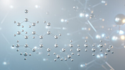 nabilone molecular structure, 3d model molecule, antiemetics, structural chemical formula view from a microscope