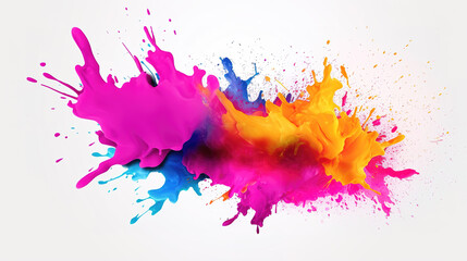 modern colorful ink splashes with a white background, ai generated image