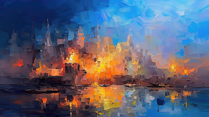 a modern concept art illustration, wallpaper oil painting style, ai generated image
