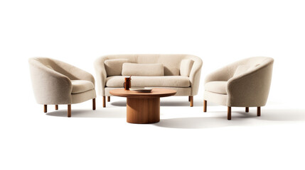 Luxury curved designer sofa, beige, brown, cream, velvet, png, transparent background
