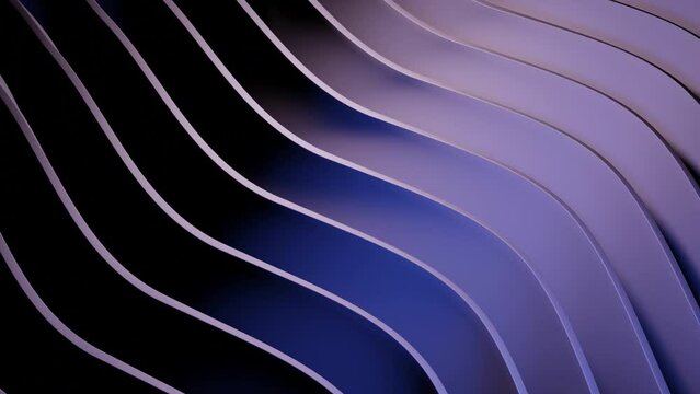 Background with moving linear bends. Design. Linear 3d curves move in waves on colorful surface. 3D background with lines moving wavy curves