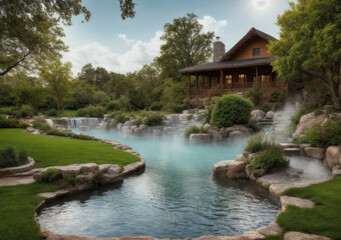 Beautiful clouds tree view realistic bottle glass frame camera