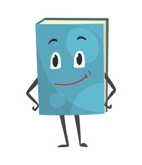 Book cute character. Cartoon face with emotion. Childish education concept, design element. Isolated  illustration