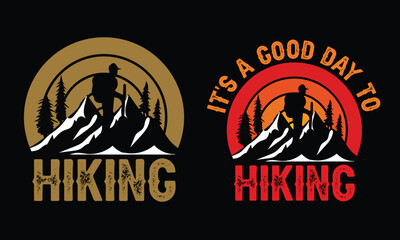 Hiking t-shirt design. Wild, mountain, Hiker, and adventure silhouettes Vector illustration