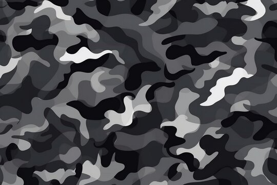 Naklejka camouflage seamless pattern. black and white military seamless pattern, camouflage wallpaper in the style of digitally enhanced. Illustration. Generative AI