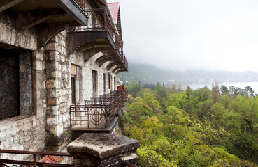 Palace of Prince Alexander of Oldenburg overlooking the sea and the city. Gagra. Republic of Abkhazia