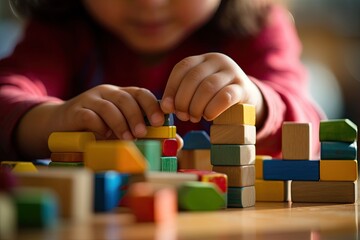 child playing with blocks