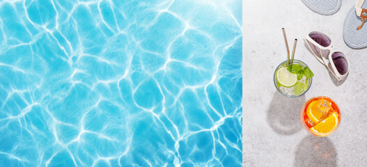 Refreshing cocktails by the pool on a sunny day