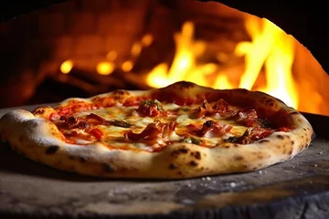 Foto op Plexiglas Italian pizza is cooked in a wood-fired oven   Generative AI  © Kay