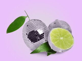 Fresh juicy limes on white background