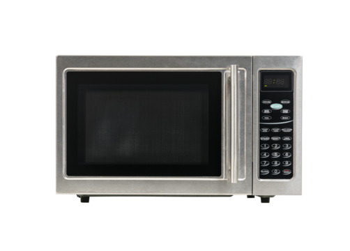Old microwave oven isolated with cut out background.