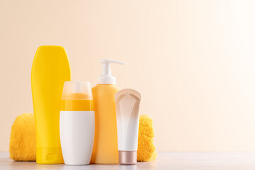 A vibrant collection of toiletry tubes