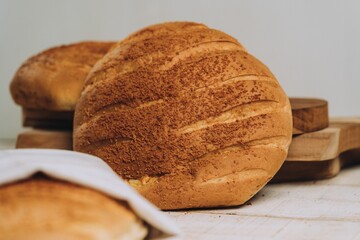 Closeup of baked bread